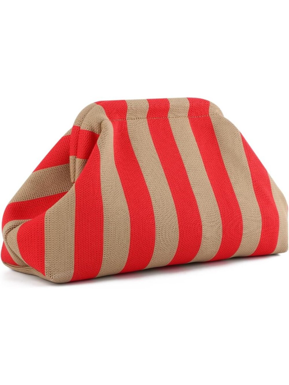 Women’s Yellow Red Striped Dumpling Clutch Purse Bag Unique Summer Handbag
